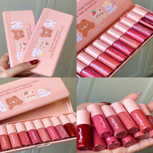 10pcs Lip Gloss Set Box - Easy to Apply with Fine Glitter Mirror Gloss, Moisturizing & Non-Stick Cup Lip Gloss, Mixed Color Palette for All Skin Types